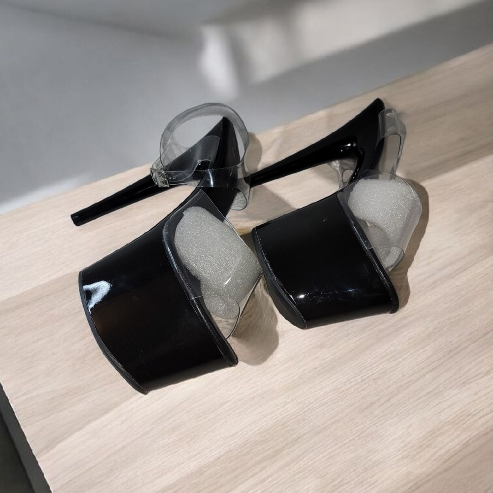 181 Size 41 EU US 9.5 Black and White Dancing Heels with Clear Foot Design. - Picture 8 of 10